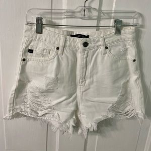 Kancan White Distressed Shorts